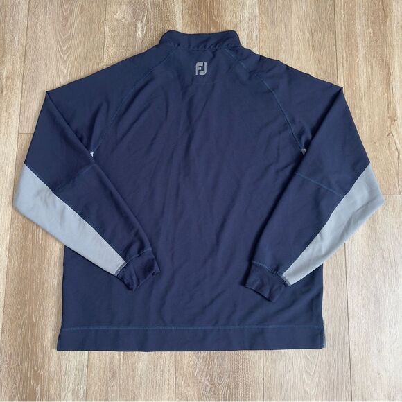 FootJoy Half Zip Golf Pullover Jacket Men Large Navy Blue Gray Zip Pocket - Picture 6 of 10